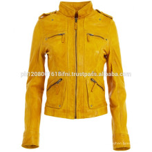 Chaqueta de invierno de moda 2016 Chaqueta corta de cuero de motocicleta para mujer corta de la vendimia al por mayor